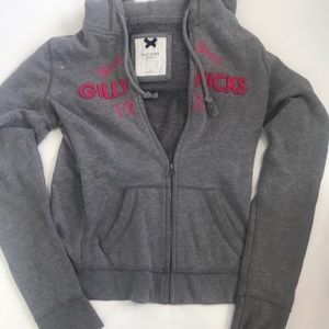 GILLY HICKS grey/pink zip up hoodie- M